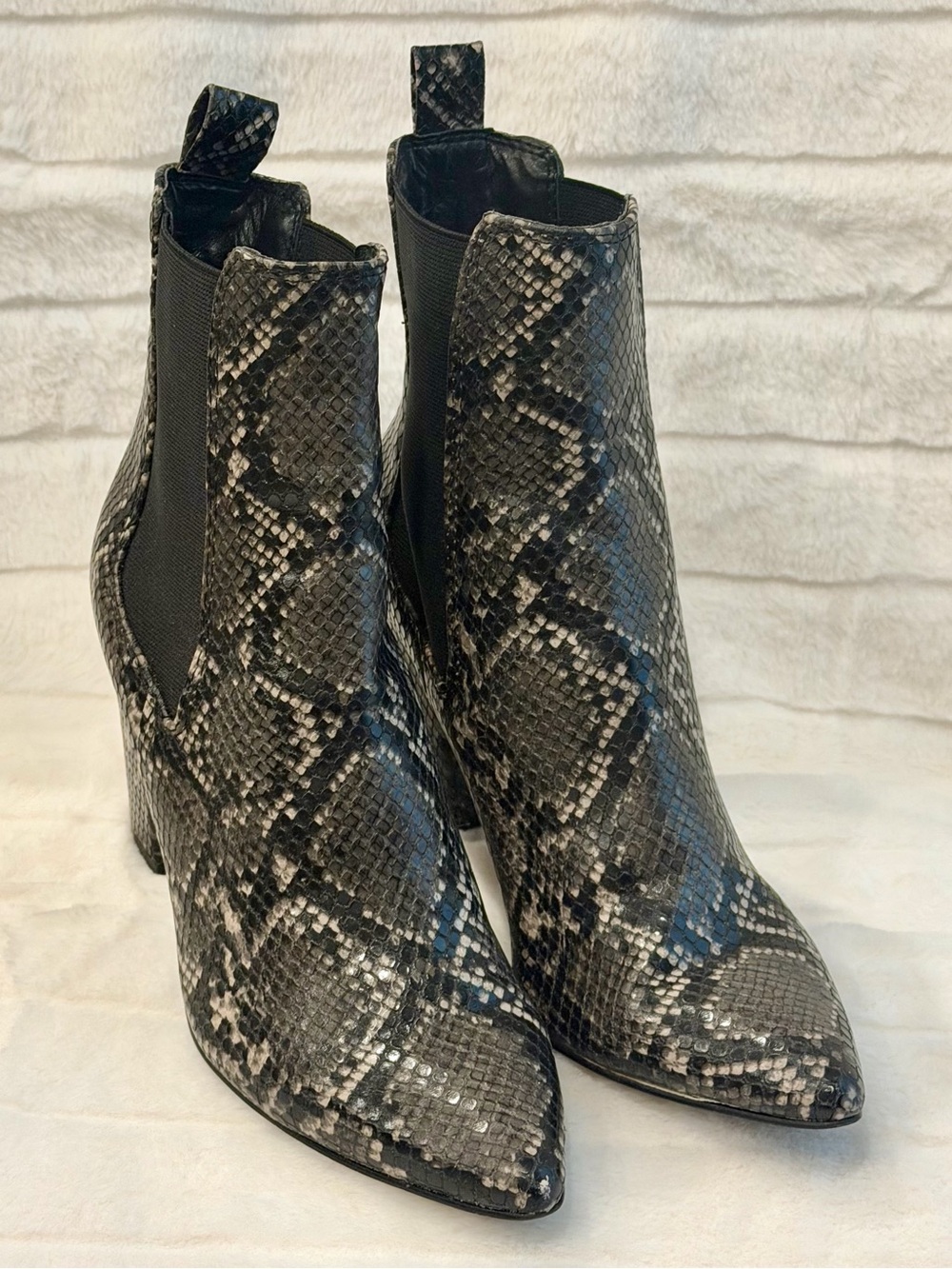 Steve Madden Subtle Snakeskin Pointed Toe Chelsea Boots
